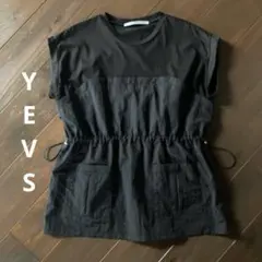 YEVS ドロスト ナイロン 異素材 ブラック