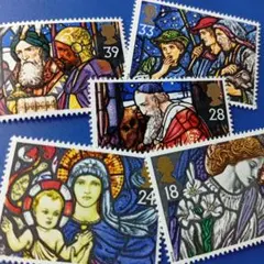 外国切手 複数国 ステンドグラス宗教画 クリスマス 7種 - メルカリ