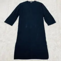 ジーユー　GU ブラック　Vネックニットロングワンピース サイズS