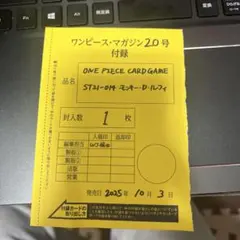 ONE PIECE ルフィ ワンピースマガジン20 付録 プロモ