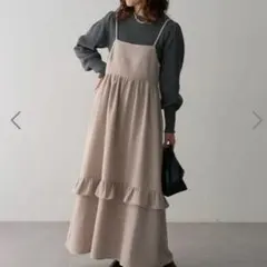 グリーンパークス ELENCARE DUE ツイード キャミワンピース ベージュ