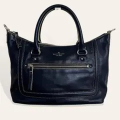 ♥️ケイトスペード 黒 レザー 2way ハンド トート ショルダーバッグ