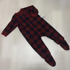 カバーオール　チェック　赤　80