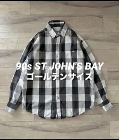 【黒灰白 ×神サイズ】90s ST JOHN'S BAY ネルシャツ