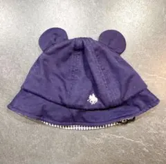 ネイビー クマ耳 ベビー帽子