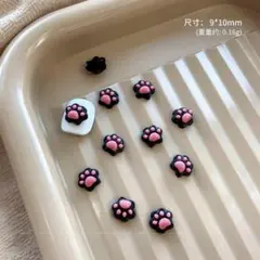 P913(5個)ネイルパーツ 黒ピンク 肉球 犬猫 愛猫家 ポップ 愛犬家 足跡