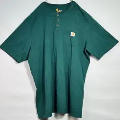 ビッグサイズ カーハート ヘンリーネック ポケットTシャツ 2XL 緑のサムネイル