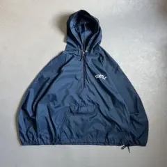 KingLouie90sUSA製ナイロンアノラックパーカードローコード身幅広め紺