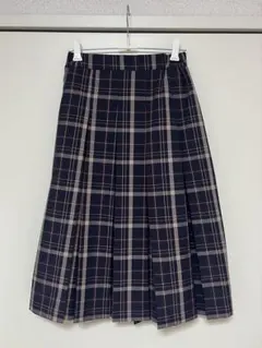 Honeys ハニーズ ミディ丈プリーツスカート ネイビー チェック柄
