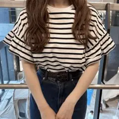 GRL [fo2049] ボーダー柄フリルスリーブビックTシャツのサムネイル