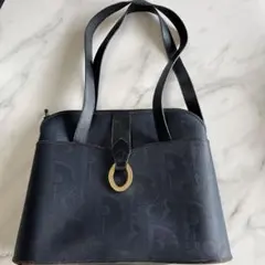 Christian Dior ネイビー　トートバック　トロッター柄　ヴィンテージ