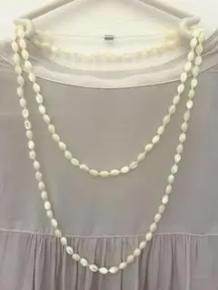 マザーオブパール シェル ロングネックレス 白蝶貝【レトロビンテージ】