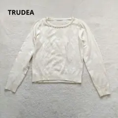 TRUDEA 長袖 ニット ビジュー付き アーガイル柄 ホワイト Mのサムネイル