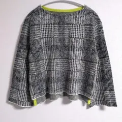 Mixing blue ミキシングブルー チェック柄ニット アルパカ混 M