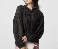 green label relaxing リボン シアー ブラウス