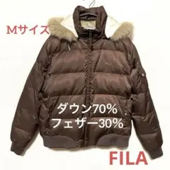 フィラ FILA フード付きダウンジャケット ブラウン M