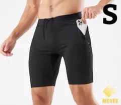 ポケット付き　ランニングスパッツ　S　ブラック　マラソン　ランニング　スパッツ