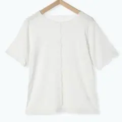 【未使用】ehka sopo ラメボーダーカットソー 半袖 ホワイト 白のサムネイル