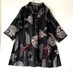 着物リメイク☆本場大島紬☆胸切り替えワンピース - メルカリ
