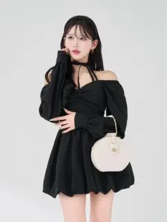 Darich ウエストコルセットバルーンミニワンピース F