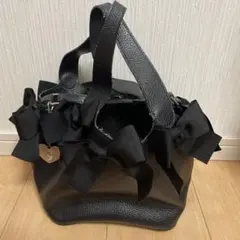 suppli mohh　サプリモー　リボンバッグ　ハンドバッグ　黒　ブラック