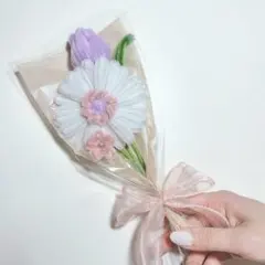 モールフラワー　ブーケ　ガーベラ　チューリップ　花束　枯れないお花　ピンク　薄紫