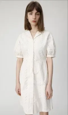 moussy パフスリーブ ミニワンピース コットンレース 2サイズ