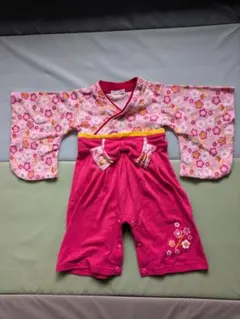 花柄袴ロンパース80cm　　お食い初め　節句　ひな祭り　七夕