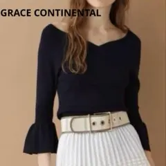 美品　グレースコンチネンタル　ハートネックニットトップ　 フレアスリーブ