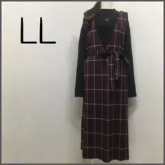 k107‪☆LL‪☆深Ｖネック チェック柄 ジャンパースカート＊ワンピース