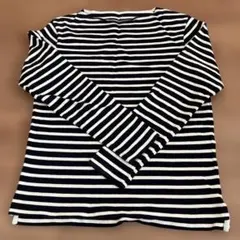 無印良品 ネイビー/ホワイト ストライプ バスクシャツ