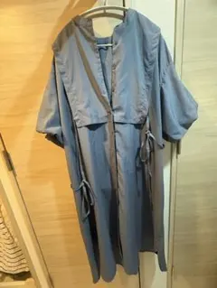 【GRL】グレー 半袖 シャツワンピース ウエストリボン付き