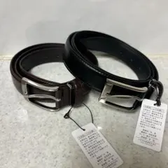 【新品未使用】レザー製ベルト 2本セット 黒 茶色 100cm