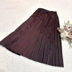 【ユニクロ】UNIQLO アシンメトリープリーツスカート ロング ワイン M ●