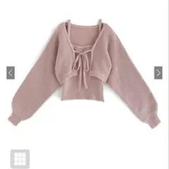 GRL クロップド丈カーディガンXキャミソールニットアンサンブル[k9255d]