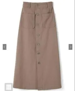 GRL 前ボタンポケットツイルスカート タイトロングスカート モカ