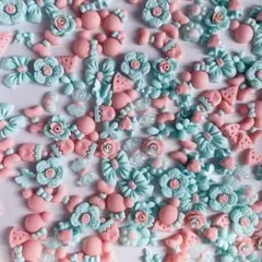 【50個】ミントピンク系素材mix ネイルパーツ　デコパーツ まとめ売り　量産型