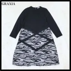 GRAXIA 長袖ワンピース ウエスト切り替え ニット おしゃれ カジュアル