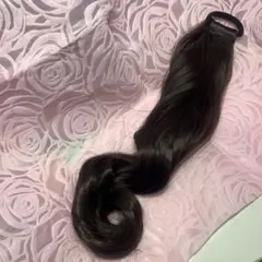 ポニーテールウィッグ ロング ウェーブ ダークブラウン