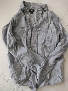 H&M RELAXED FIT ドット柄 長袖シャツ グレー