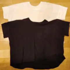 ユニクロ　コットンオーバーサイズT（半袖）ブラック　オフホワイト　Lサイズ