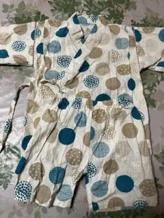 甚平 青とベージュのドット柄 110cm 男の子