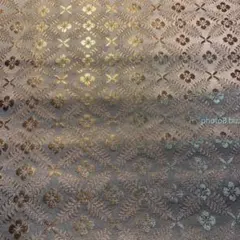 ■和柄 生地 ハギレ金襴(金らん)幅69㎝モスグレー地ゴールド小花柄