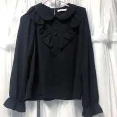 アンクルージュ　襟付きレースボタンブラウス