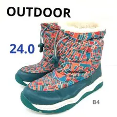 アウトドア　スノーブーツ 24.0cm カラフルチェック　キッズにも