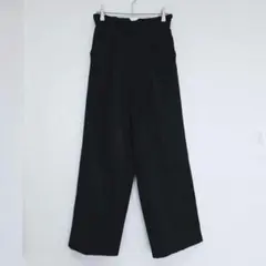 sincerite　ワイドパンツ　ハイウエスト　Ｍ　ブラック　ウエストゴム