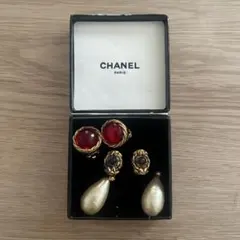 CHANEL 70年代ヴィンテージイヤリングセット レッド パール