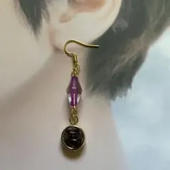 天然石使用フックピアス(ガーネット)
