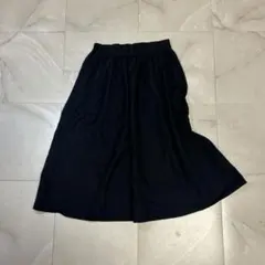アースミュージック＆エコロジー ベーシックフレアスカート ブラック ウエストゴム