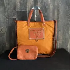 PRADA トートバッグ ショルダーバッグ レア品 オレンジ おまけポーチ付き